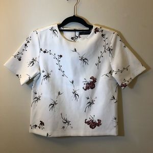 Flower print short sleeves top